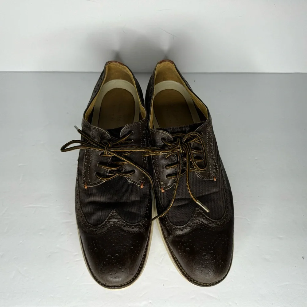Cole Haan Grand O’s‎ Brown Leather And Fabric Wingtip Oxfords  Men’s Size 10 M - Picture 7 of 13
